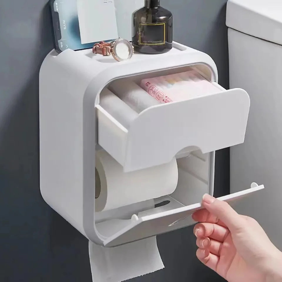 Boîte de rangement pour papier toilette murale
