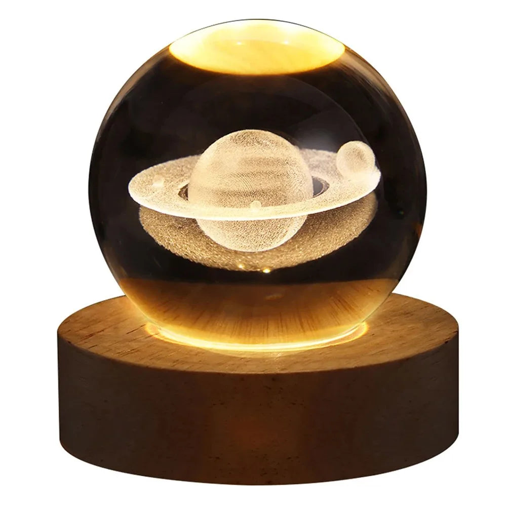 Lampe boule de cristal 3D galaxie