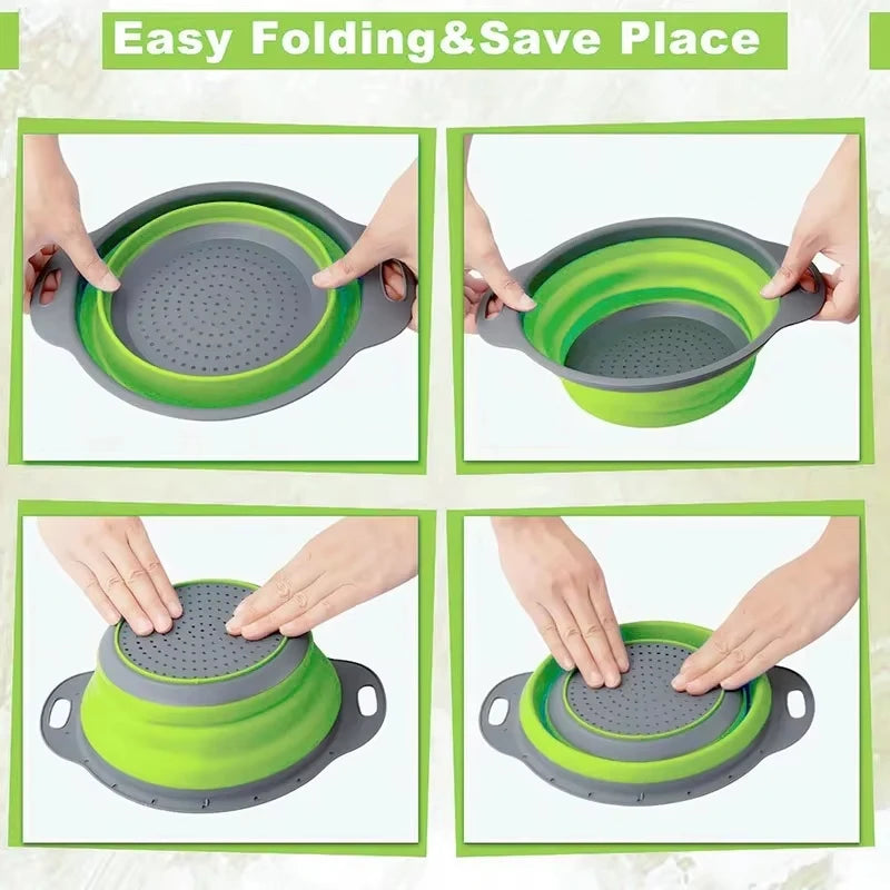 Panier pliable en silicone pour laver et égoutter légumes et fruits