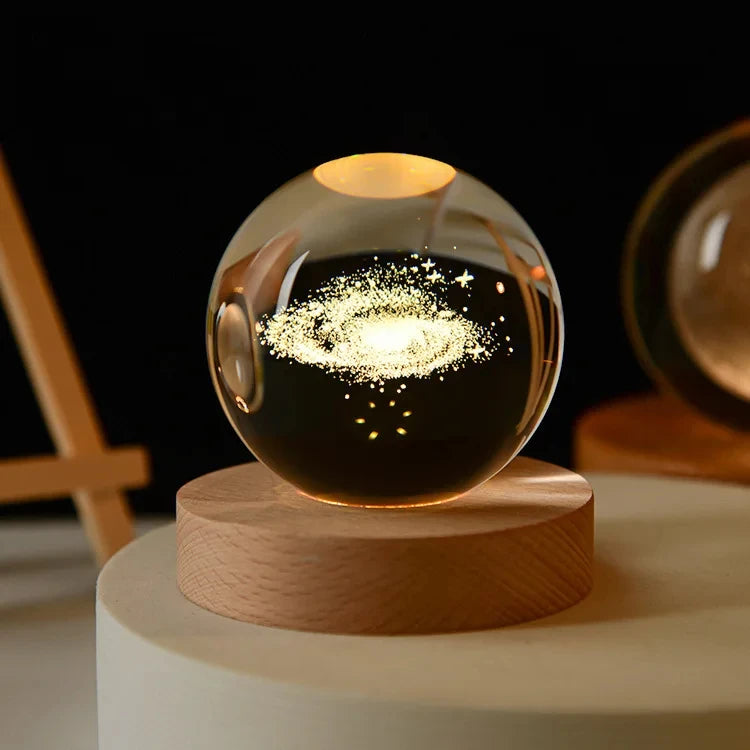Lampe boule de cristal 3D galaxie