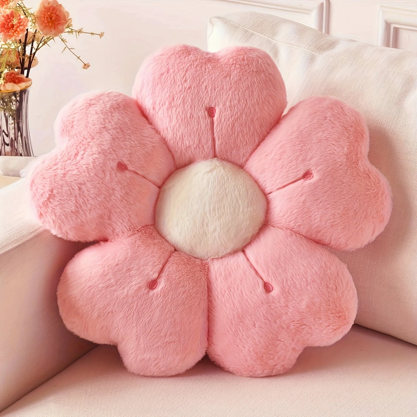 Coussin décoratif en forme de marguerite en peluche