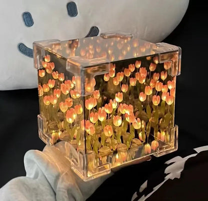 Lampe de nuit cube fleur de tulipe DIY