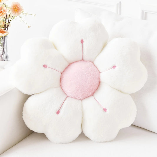 Coussin décoratif en forme de marguerite en peluche
