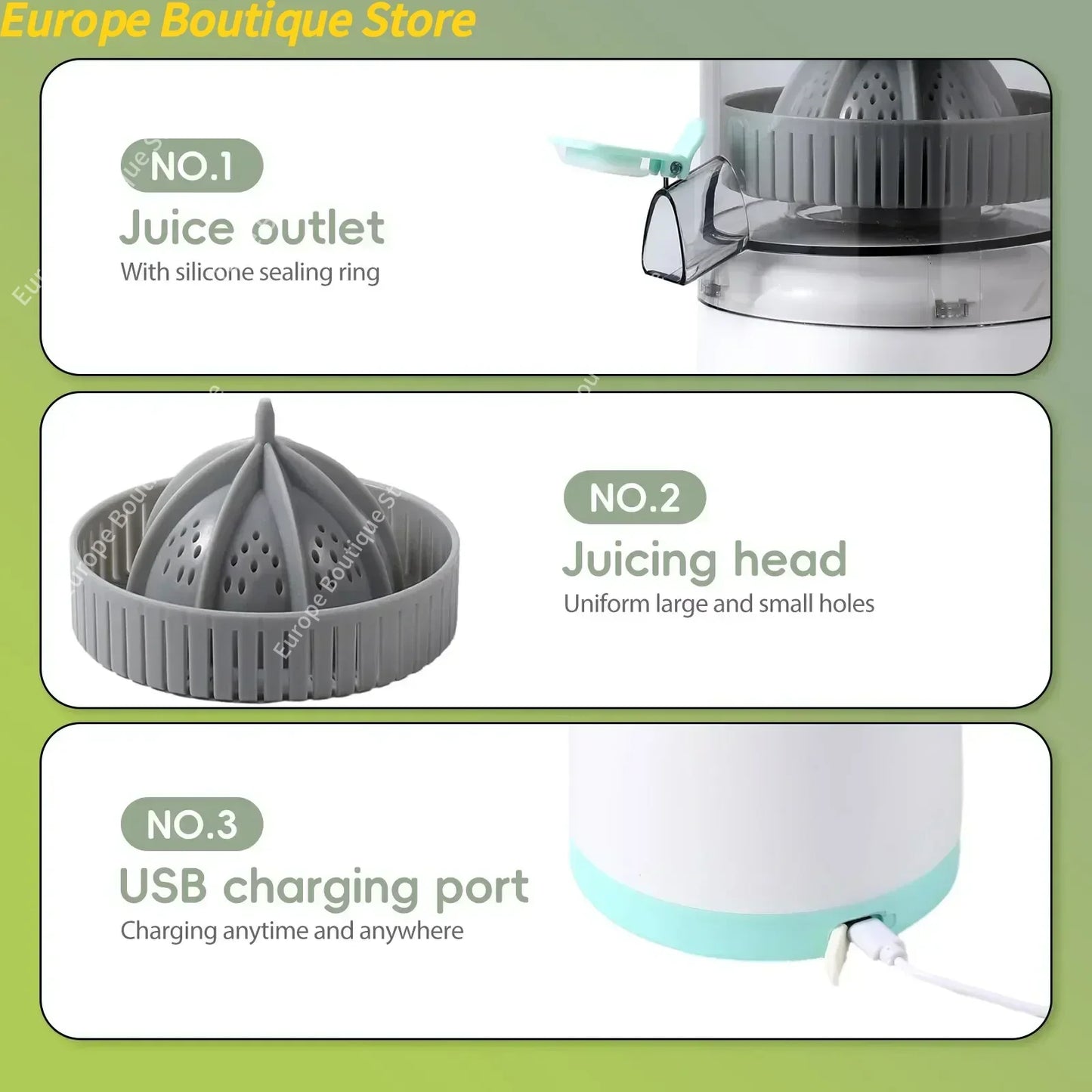 Extracteur de jus électrique portable rechargeable par USB