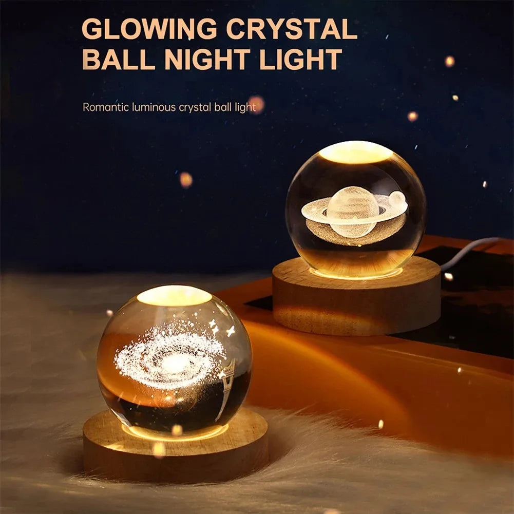 Lampe boule de cristal 3D galaxie