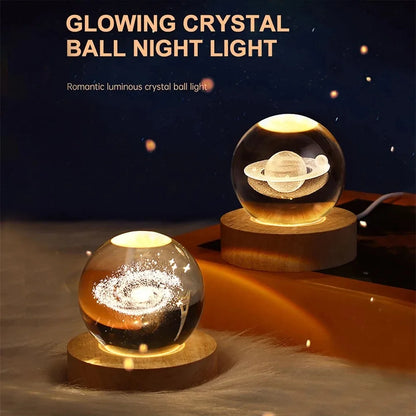 Lampe boule de cristal 3D galaxie