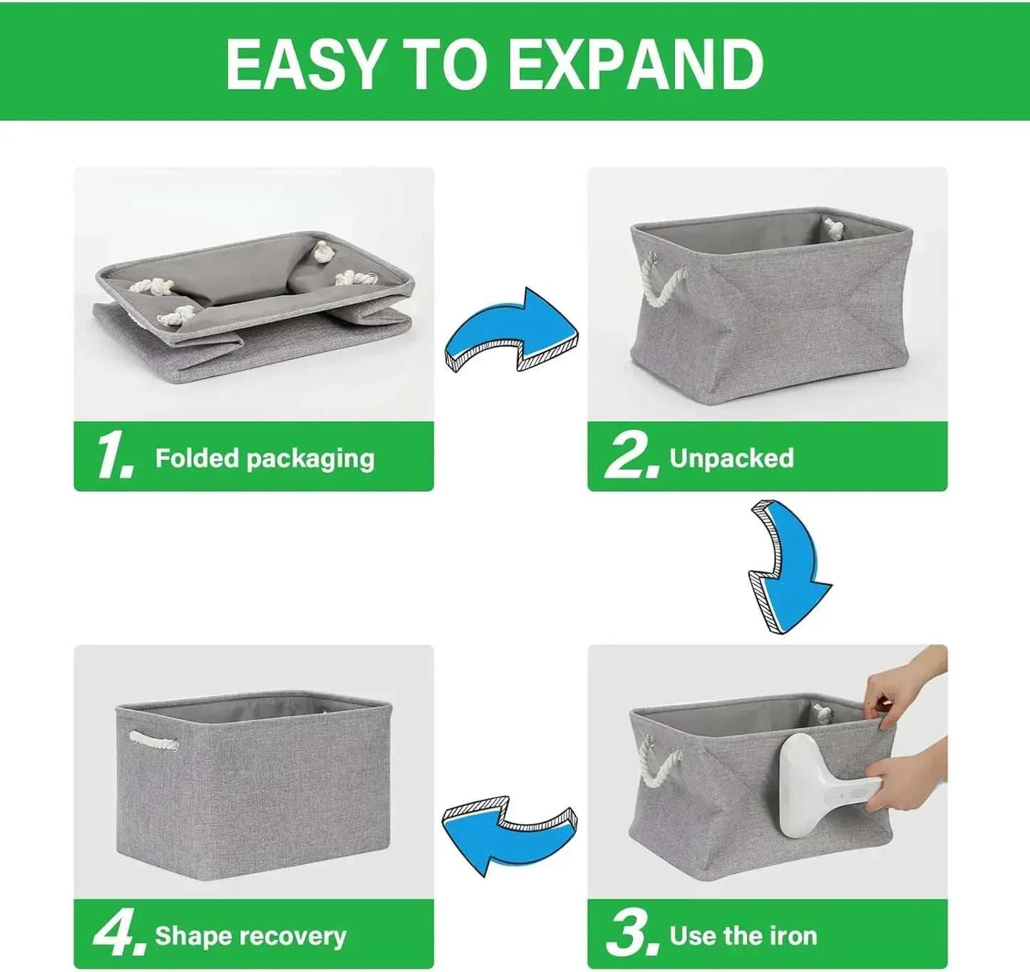 Panier de rangement pliable en tissu de lin