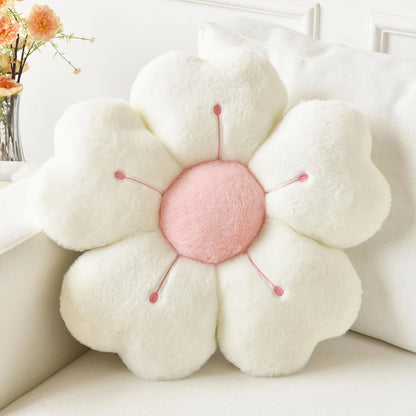 Coussin décoratif en forme de marguerite en peluche