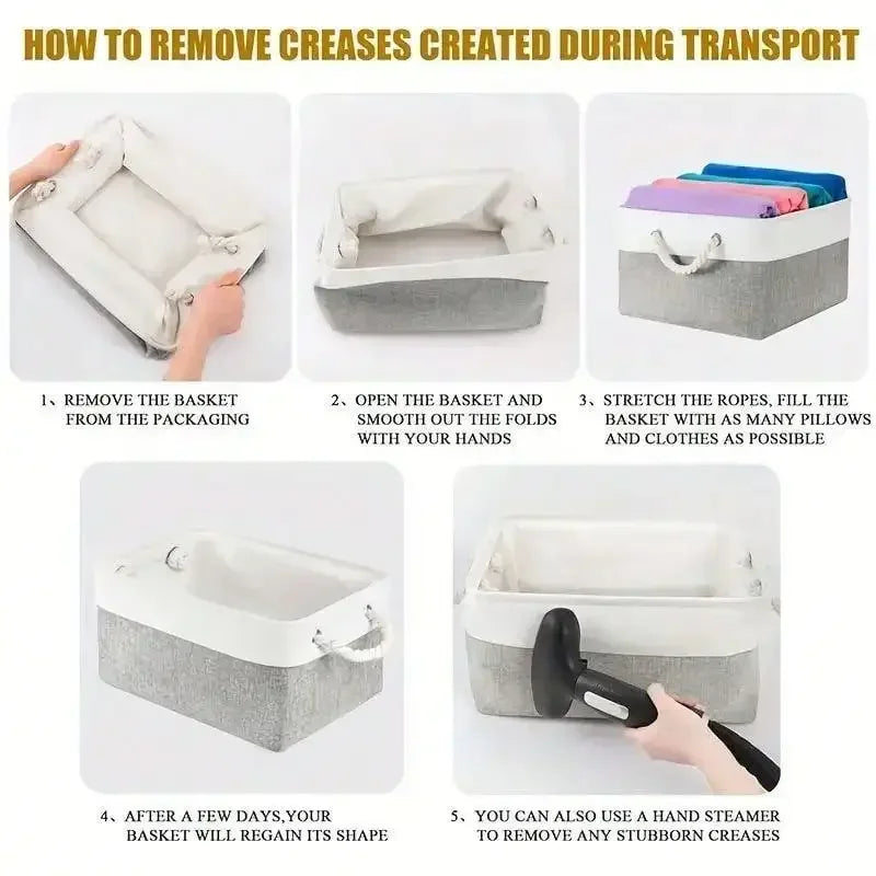 Panier à linge en lin à double couche