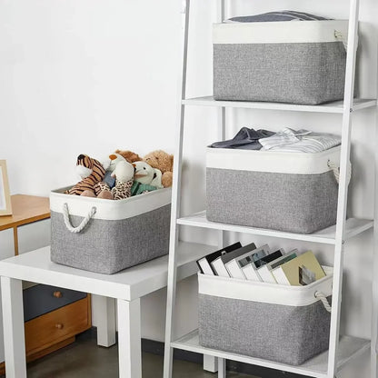 Panier à linge en lin à double couche